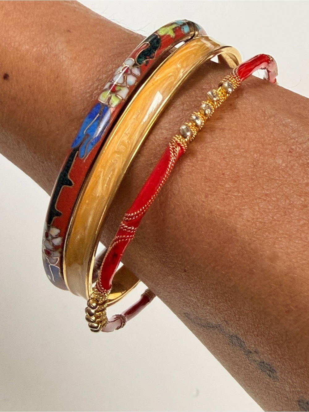 Multicolor Vintage Enamel Bangle Set